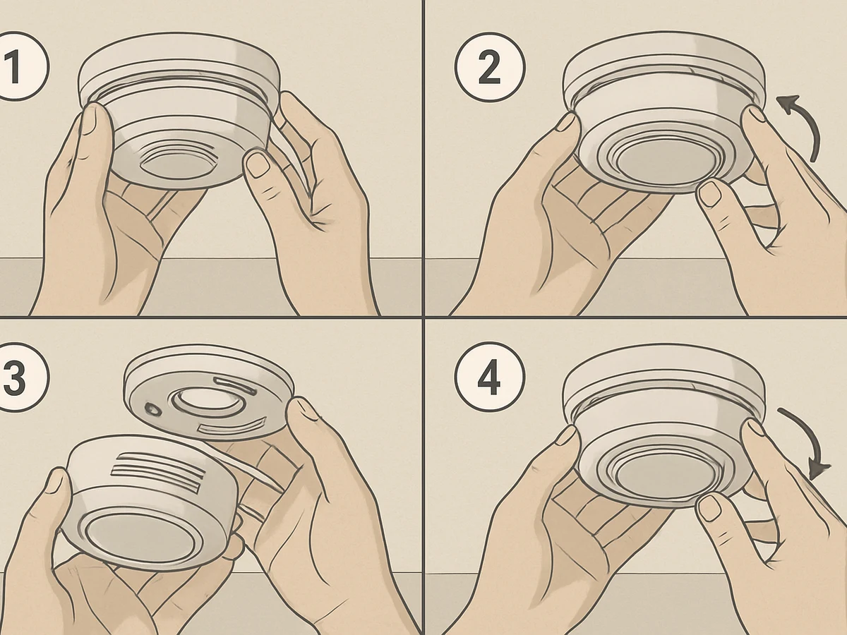1200x900 slot:af37b3edb85c Hands replacing a ceiling-mounted smoke alarm safely.