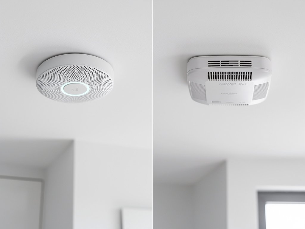 Nest Protect (left) compared to the First Alert SC5 (right), its recommended replacement