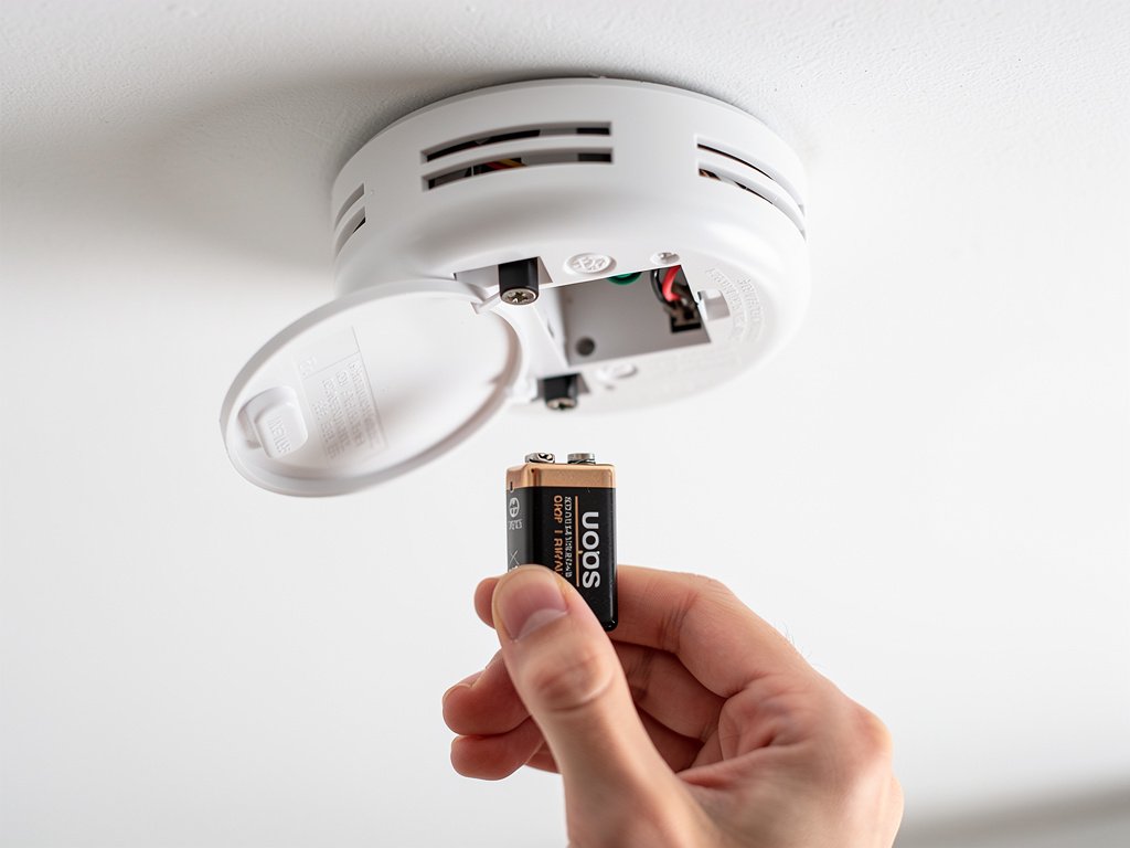 Replacing the 9V backup battery in a hardwired smoke detector to stop post-outage chirping